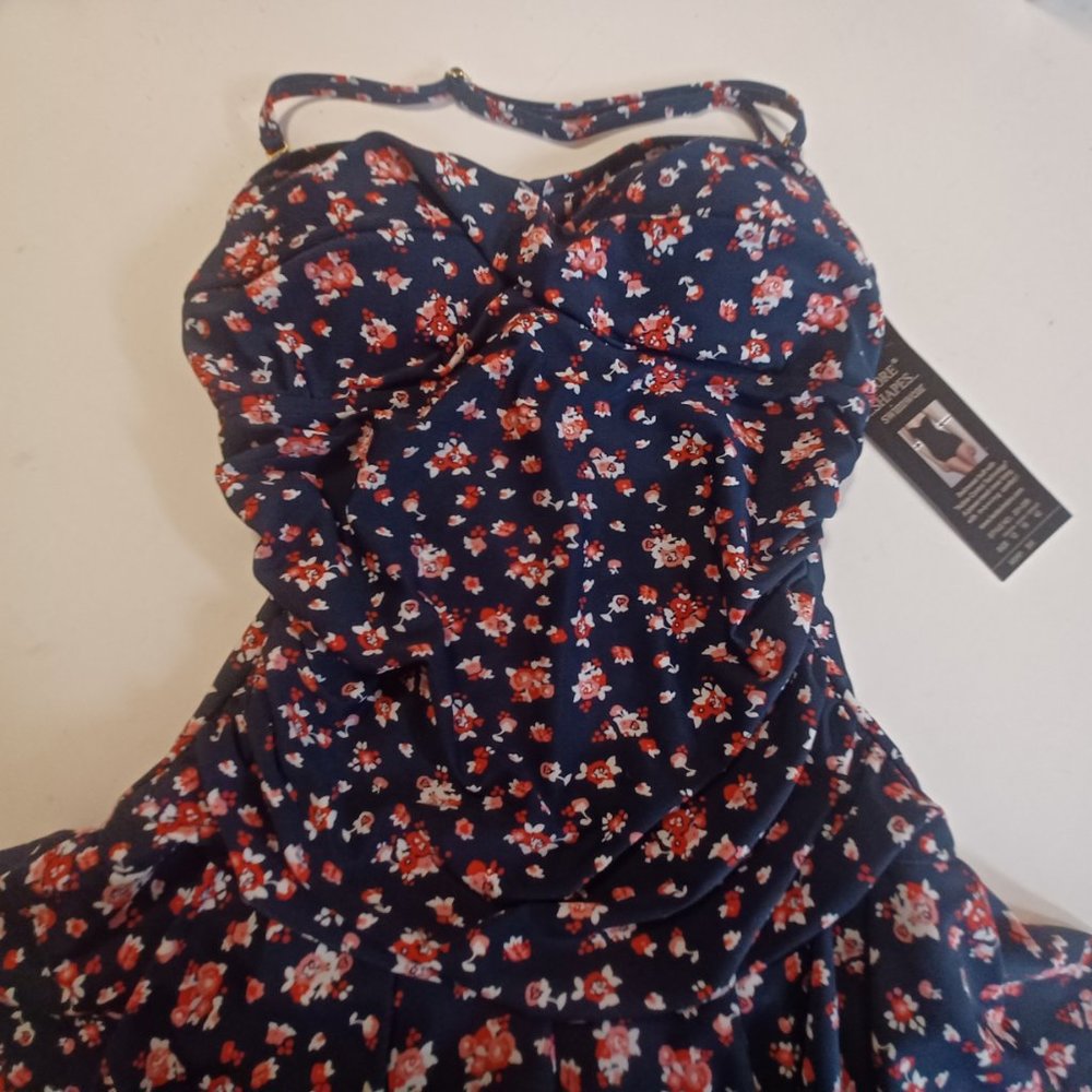 NWT $85 One Piece Bathing Suit w Built In Tummy Control by Shore Shapes sz 12